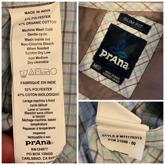 prAna men’s Lukas short sleeve slim shirt M - Picture 6 of 6